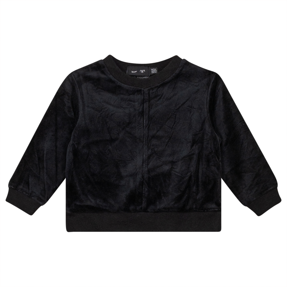 Velour And Rib Combo Uni Top in Black by Peek a boo