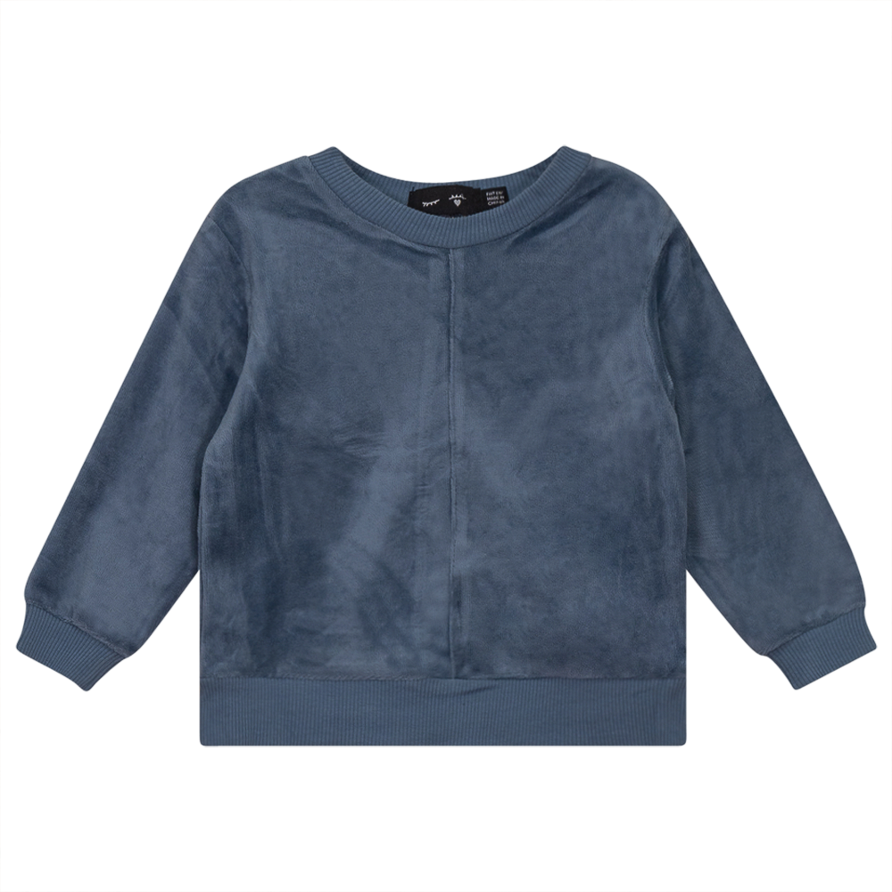 Velour And Rib Combo Uni Top Blue Mirage Girls Pullover by {{ product_vemdor}}