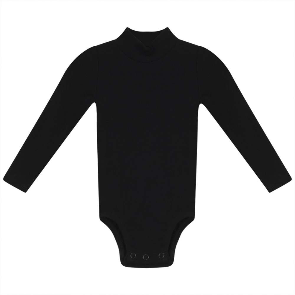 Rib Basic Henley Onesie in Black by Peek a boo