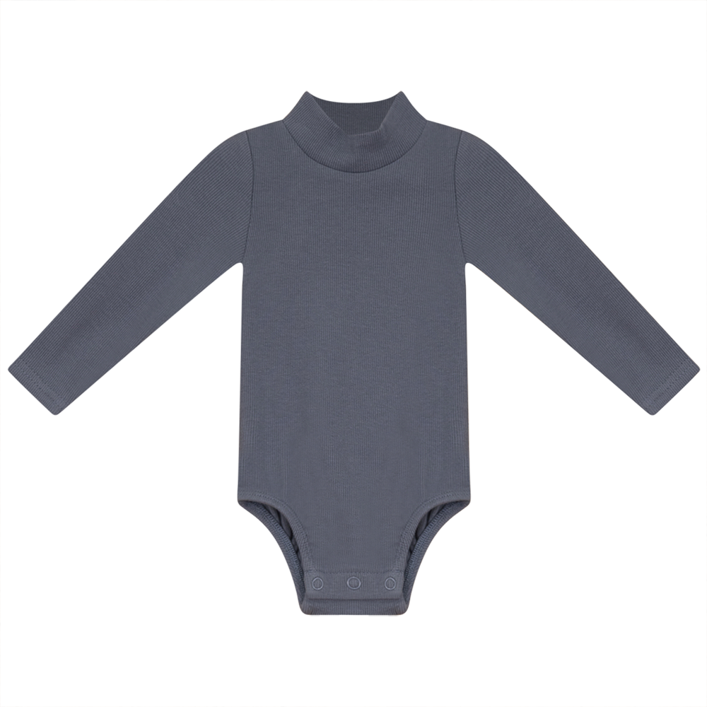 Rib Basic Henley Onesie in Blue Grey by Peek a boo