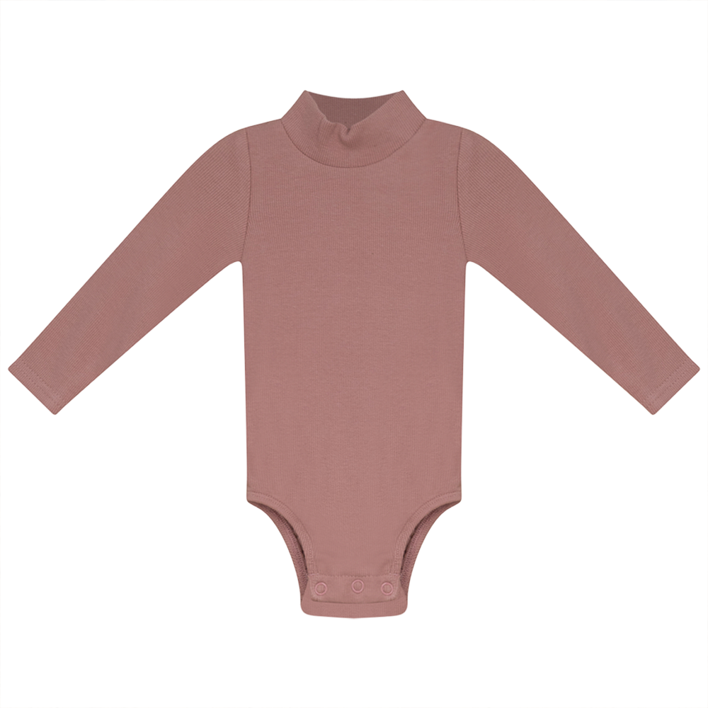 Rib Basic Henley Onesie in Blush by Peek a boo