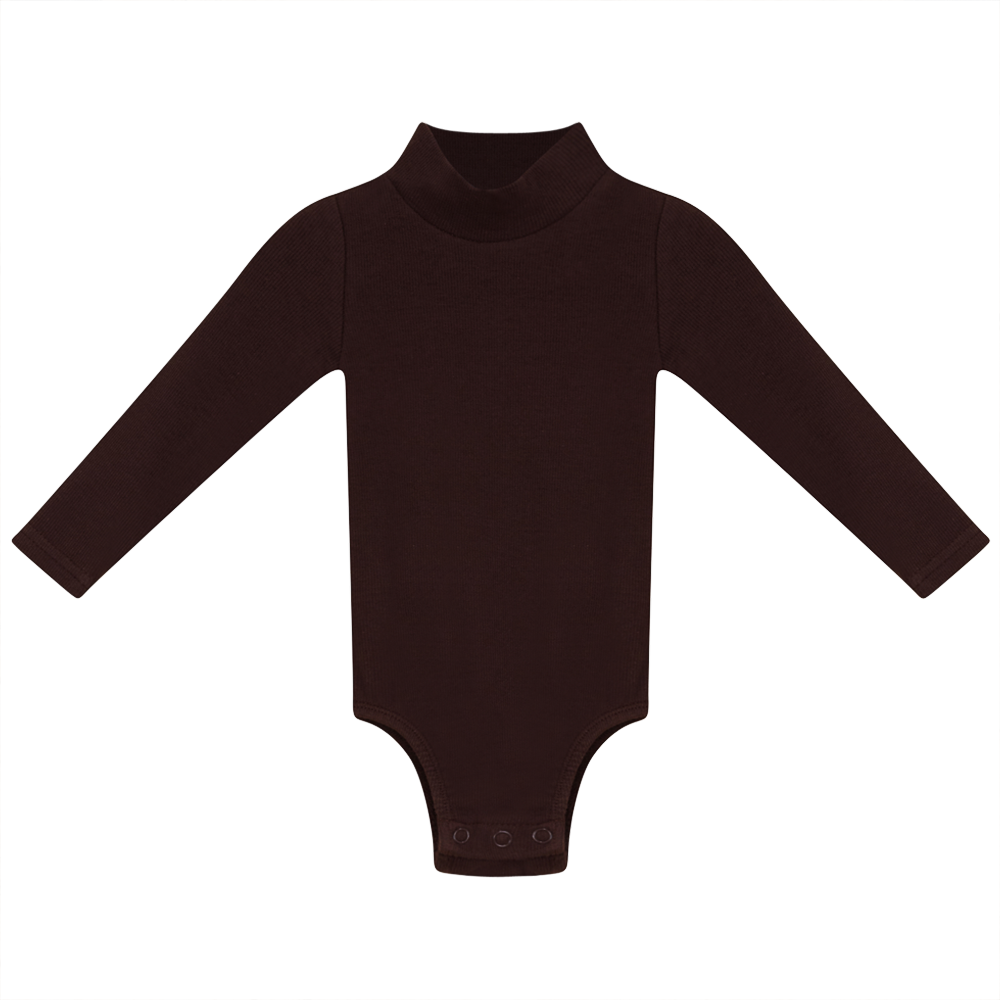 Rib Basic Henley Onesie in Chocolate by Peek a boo