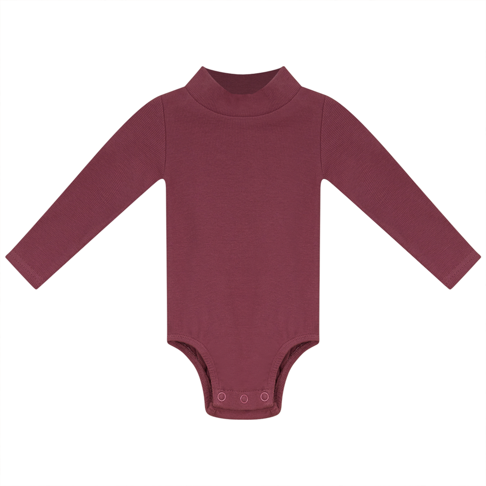 Rib Basic Henley Onesie in Mauvewood by Peek a boo