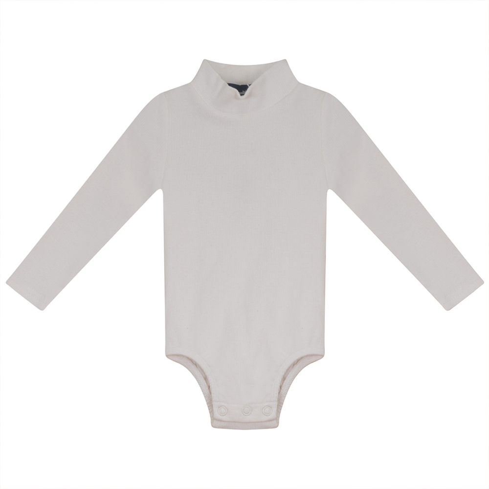 Rib Basic Henley Onesie in Off White by Peek a boo