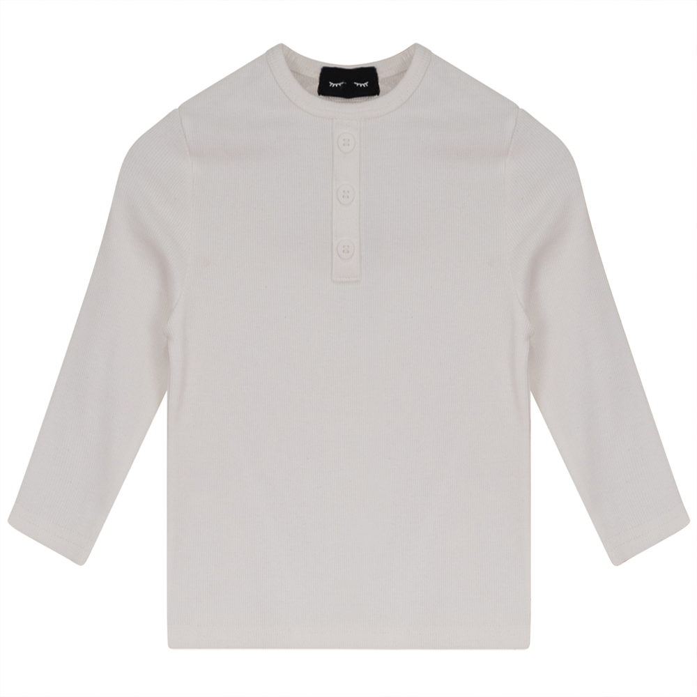 Rib Basic Henley Top in Off White by Peek a boo