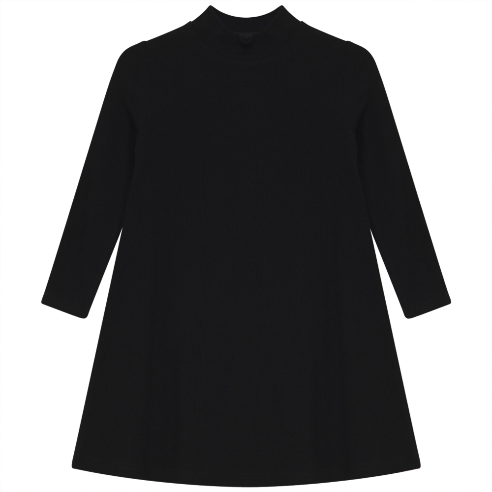 Rib Basic Henley Dress in Black by Peek a boo