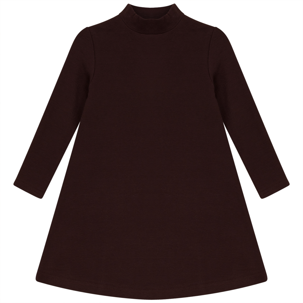 Rib Basic Henley Dress in Chocolate by Peek a boo