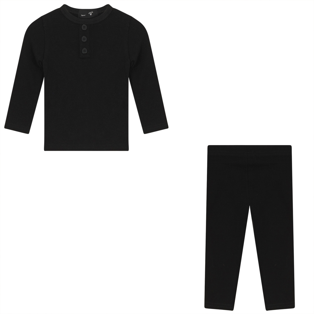 Rib 2 PC Set in Black by Peek a boo