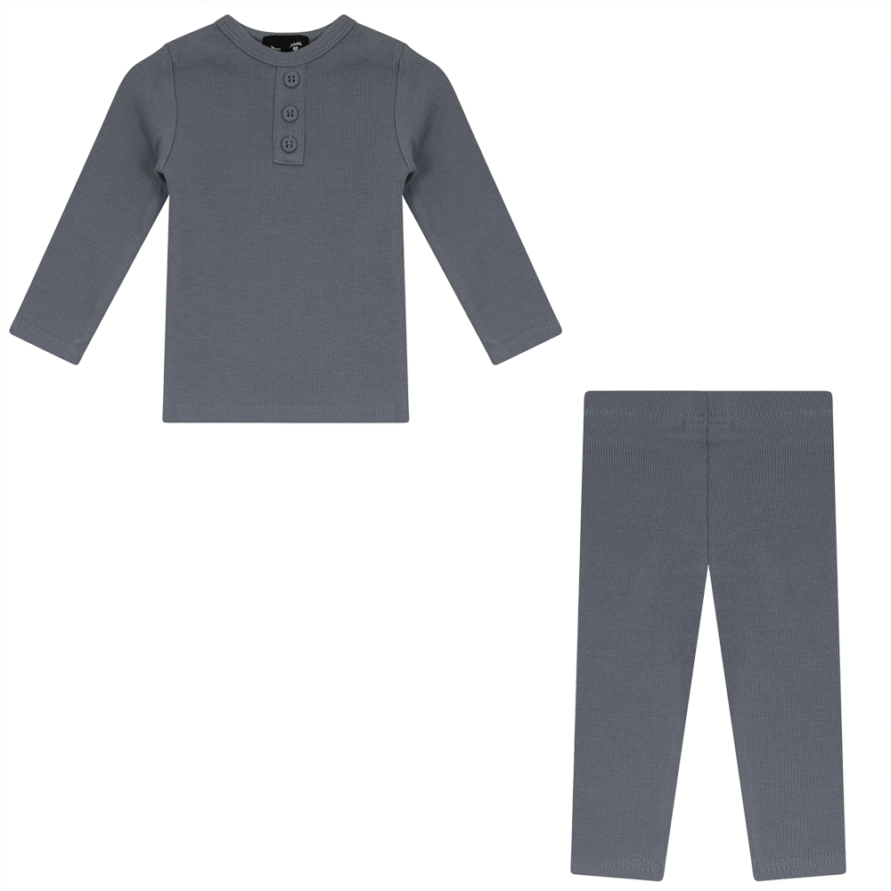 Rib 2 PC Set in Blue Grey by Peek a boo