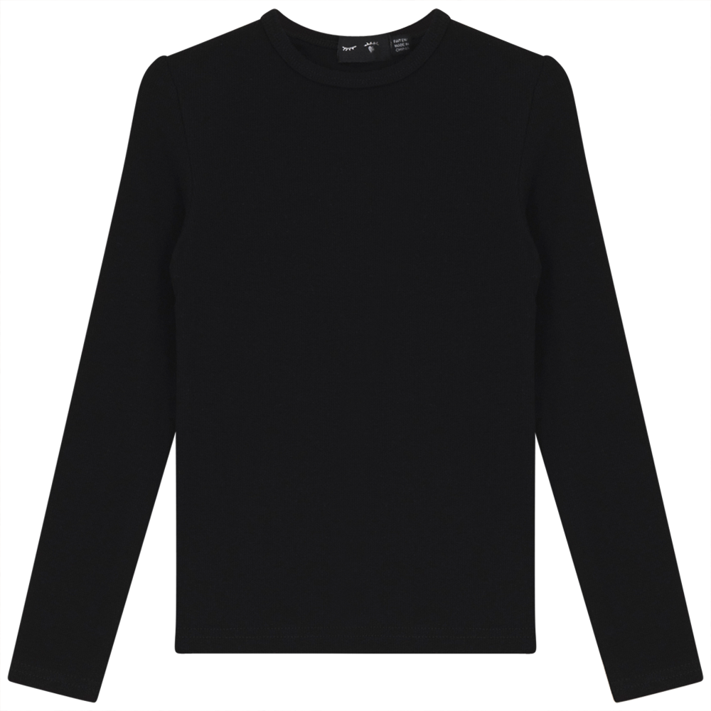 Rib Basic Henley Top in Black by Peek a boo