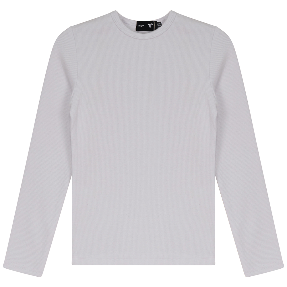 Rib Basic Henley Top in White by Peek a boo