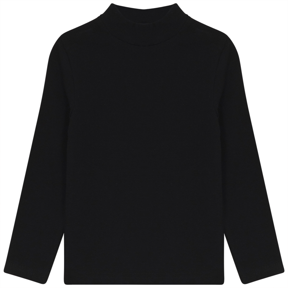 Rib Basic Henley Top in Black by Peek a boo