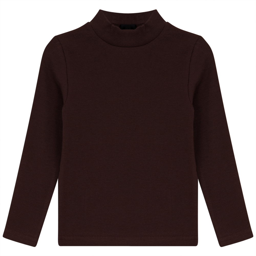 Rib Basic Henley Top in Chocolate by Peek a boo