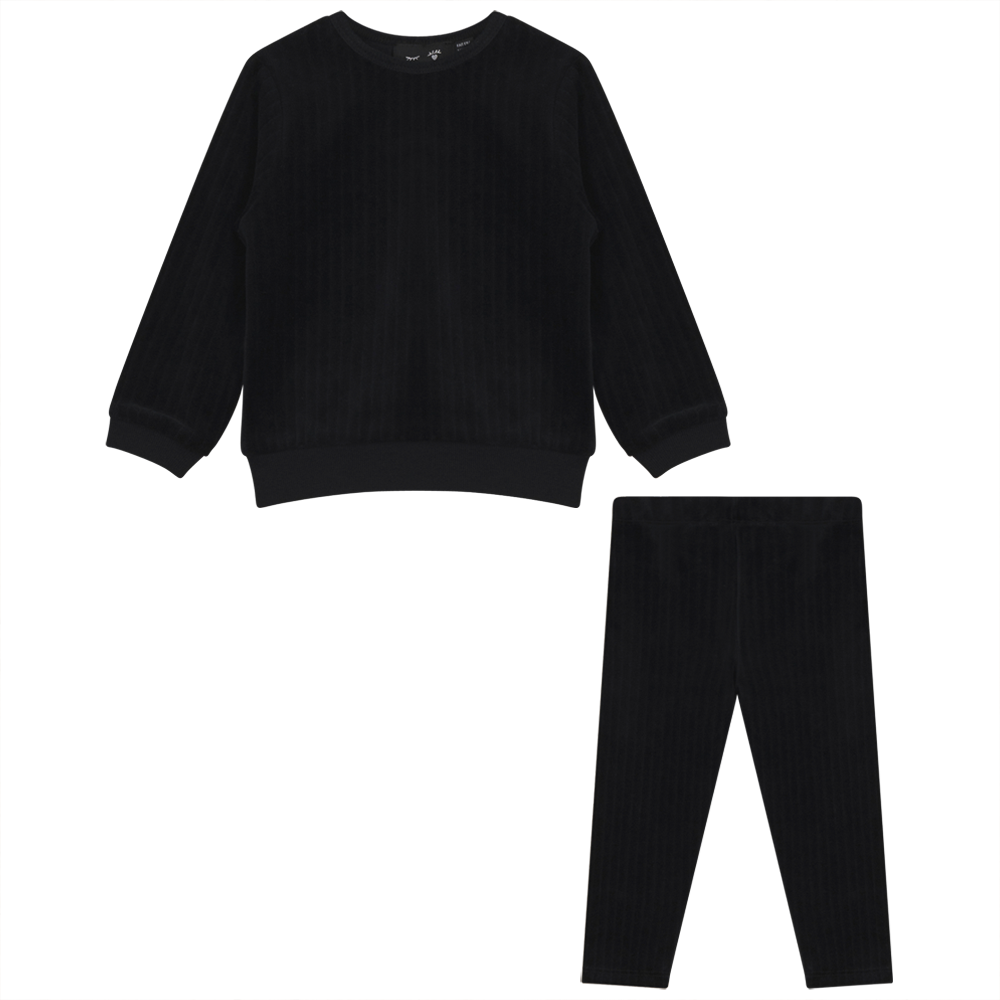 Wide Rib Velour 2 PC Set in Black by Peek a boo