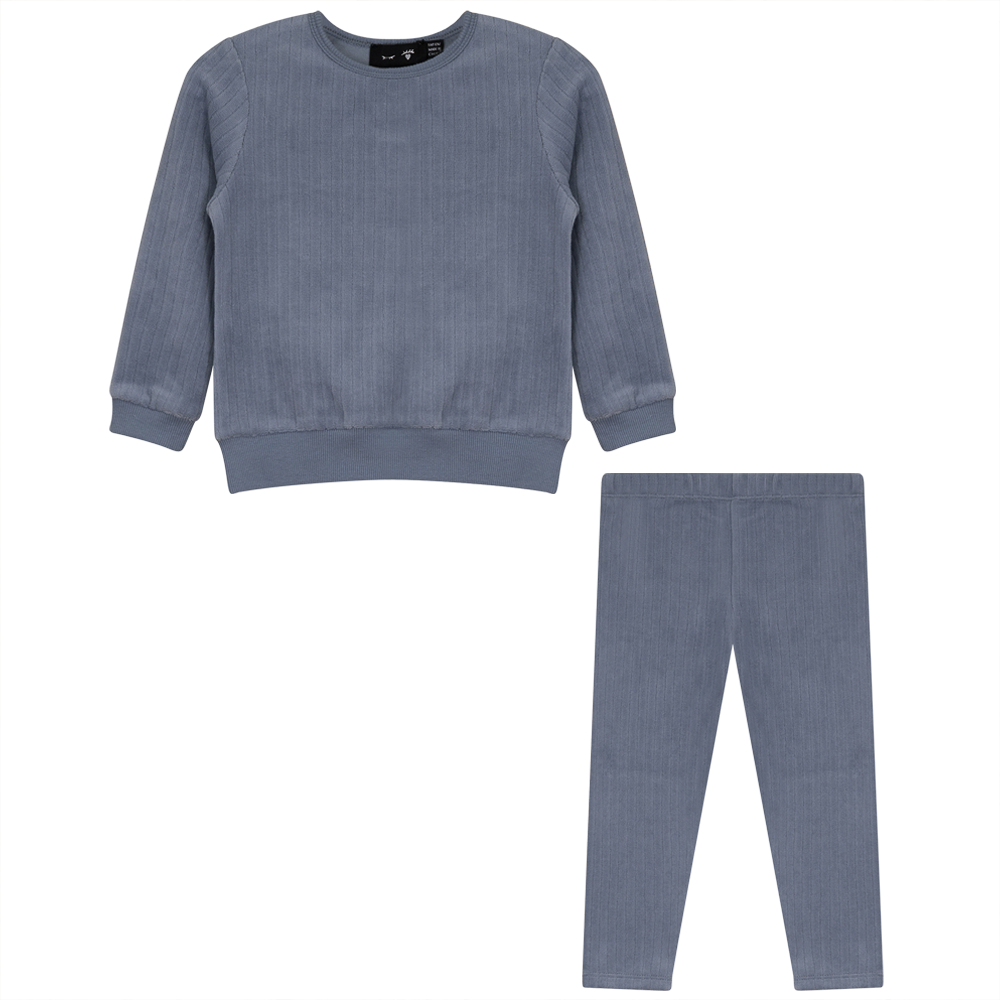 Wide Rib Velour 2 PC Set in Blue by Peek a boo
