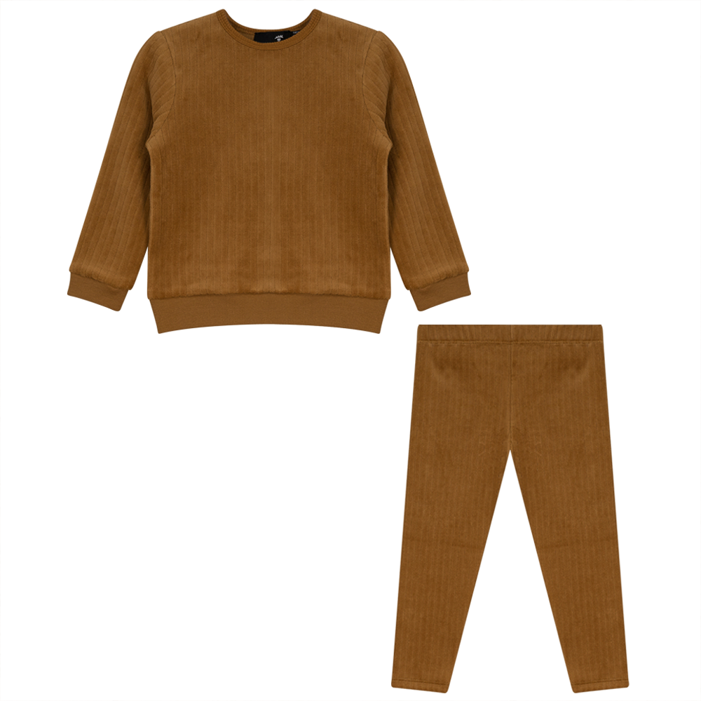 Wide Rib Velour 2 PC Set in Camel by Peek a boo