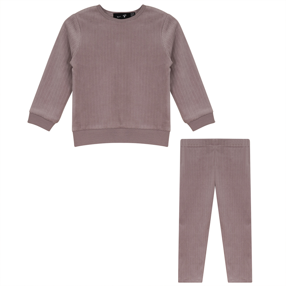 Wide Rib Velour 2 PC Set in Pink by Peek a boo