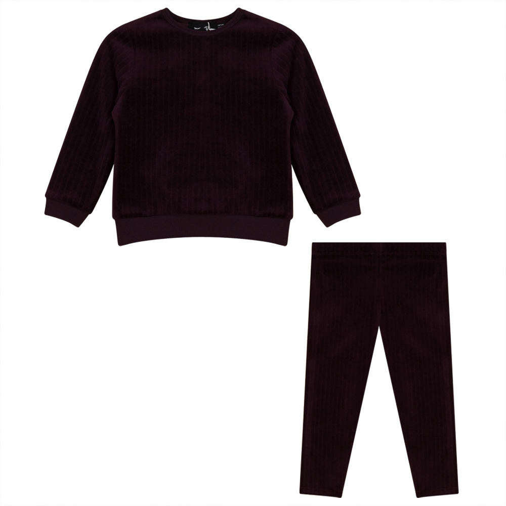 Wide Rib Velour 2 PC Set in Violet by Peek a boo