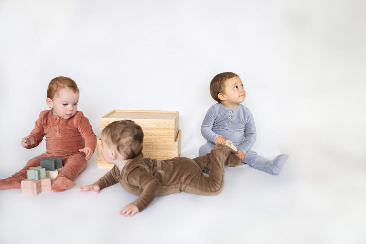 Mini Velour Rib Onesie in by Peek a boo