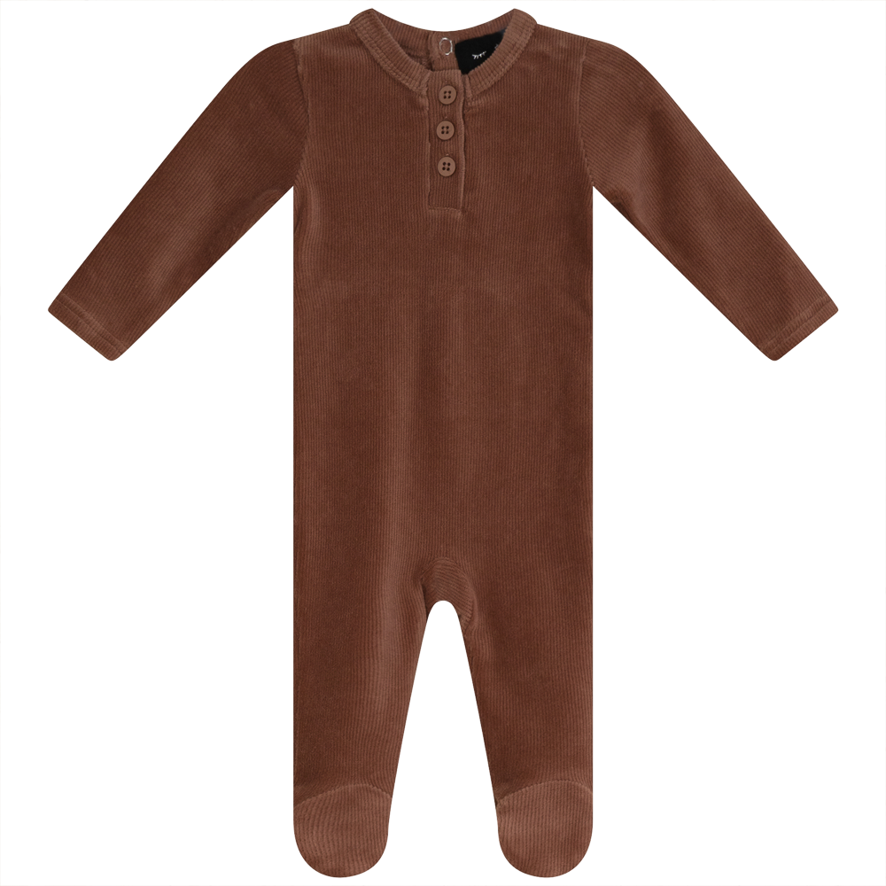Mini Velour Rib Onesie in Dusty Pink by Peek a boo