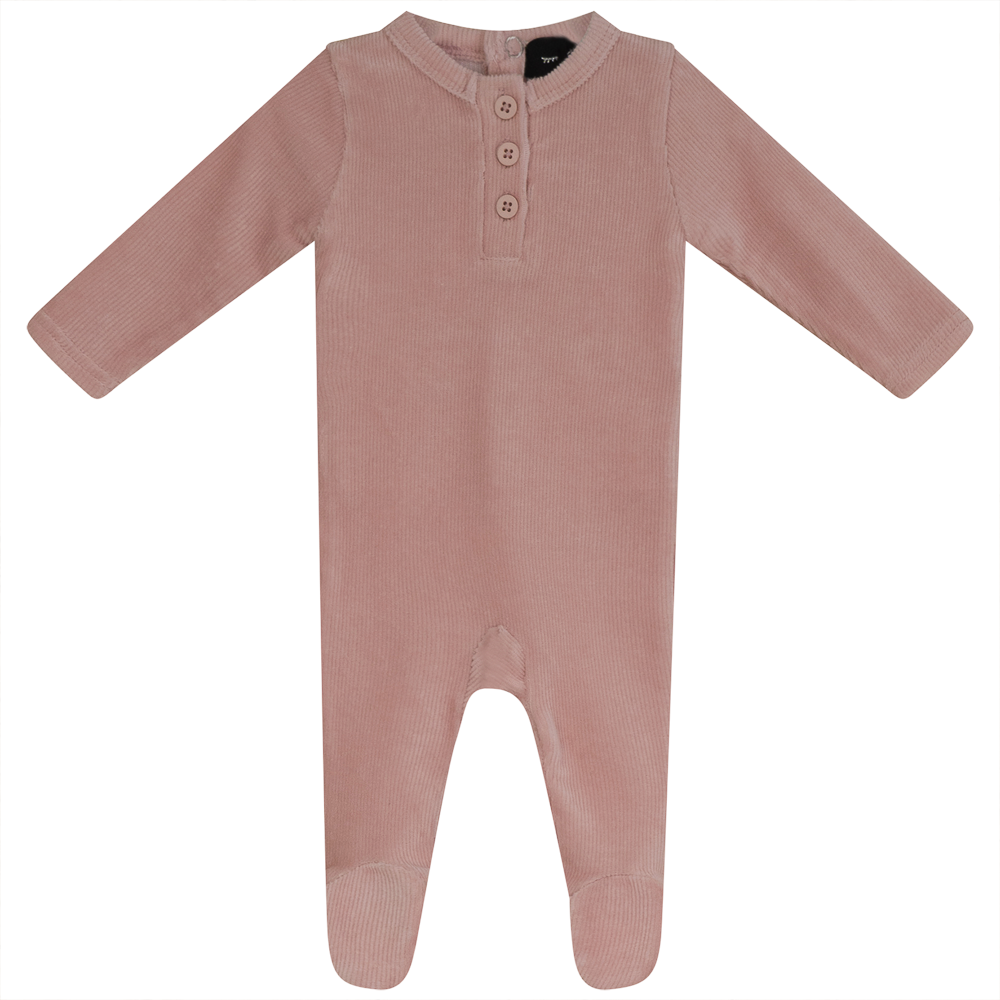 Mini Velour Rib Onesie in Light Pink by Peek a boo