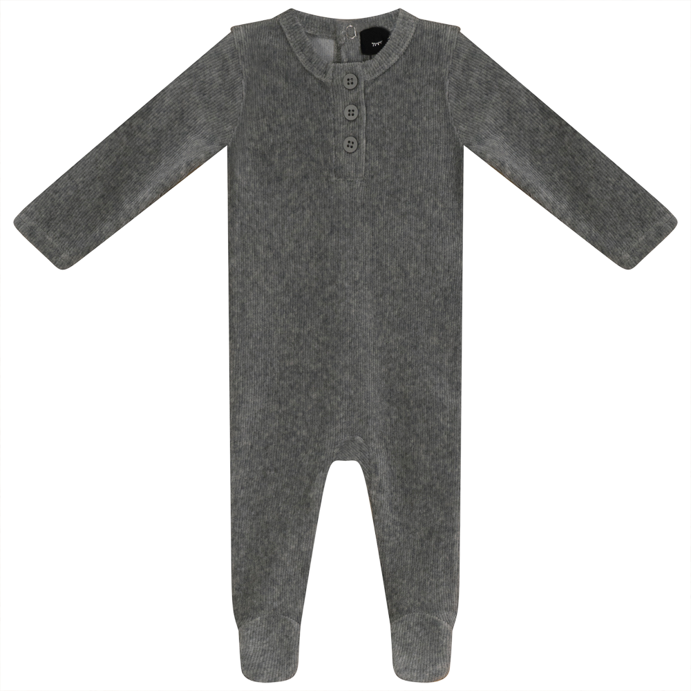 Mini Velour Rib Onesie in Medium Grey Mix by Peek a boo