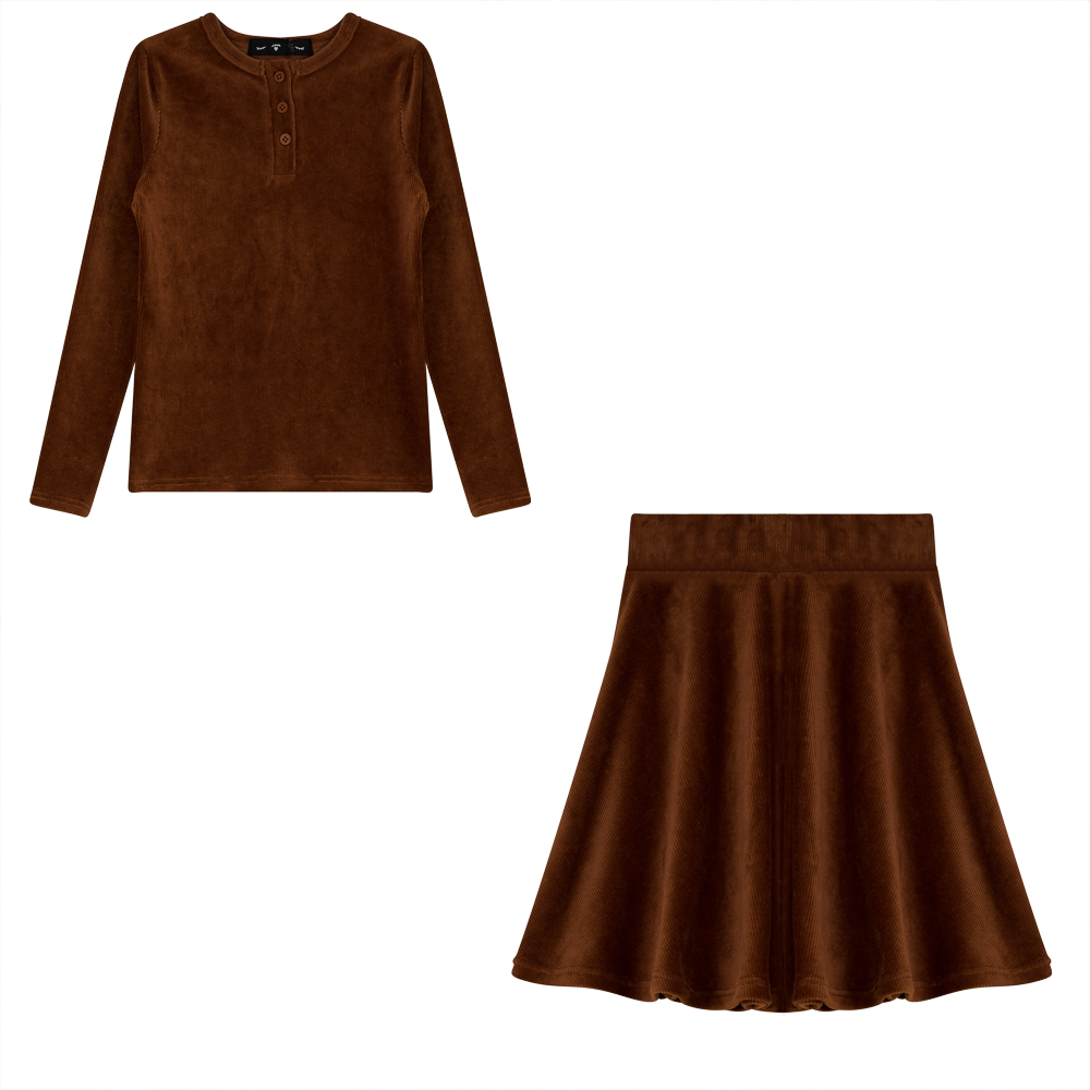 Mini Velour Rib 2 PC Set in Apple Butter by Peek a boo