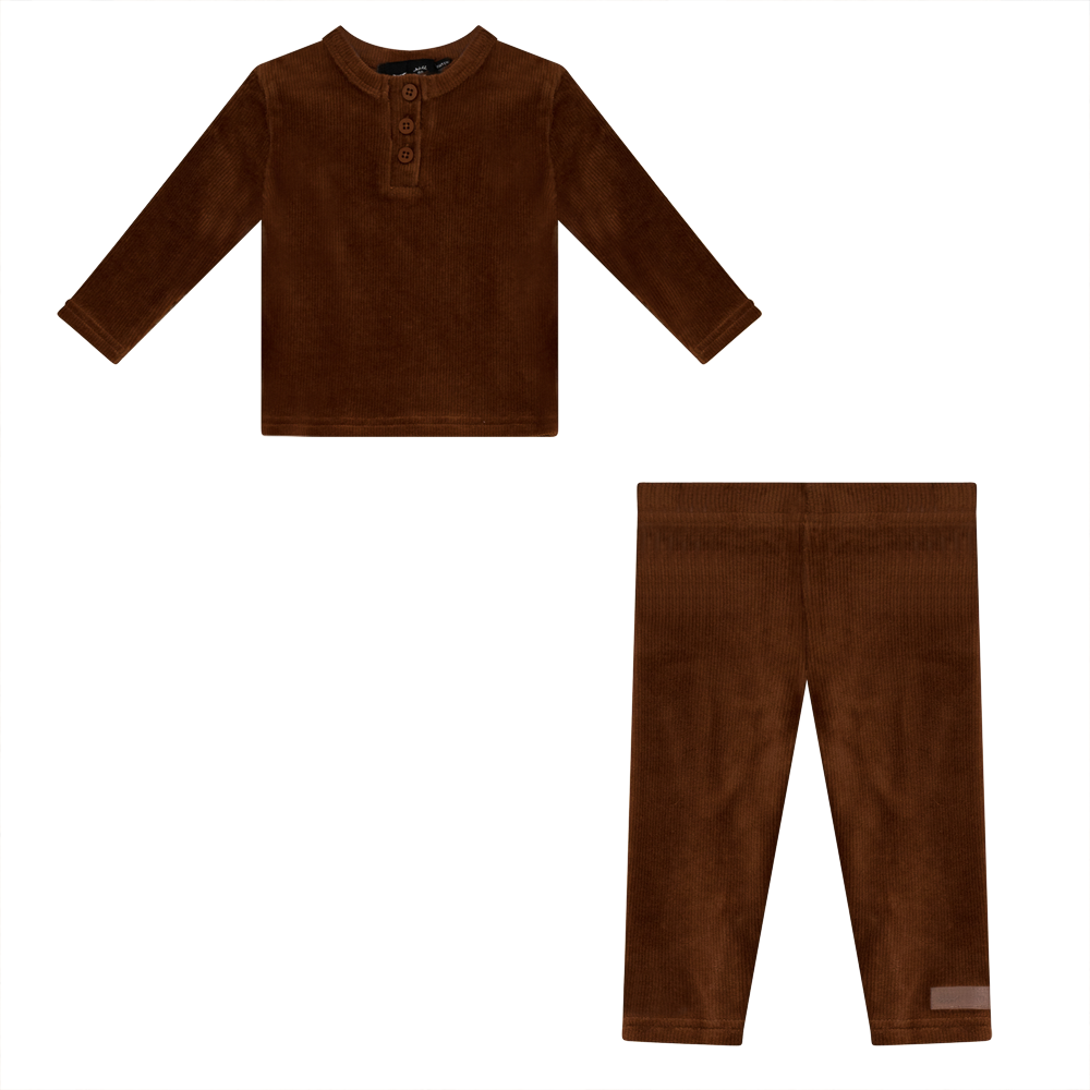 Mini Velour Rib 2 PC Set in Apple Butter by Peek a boo