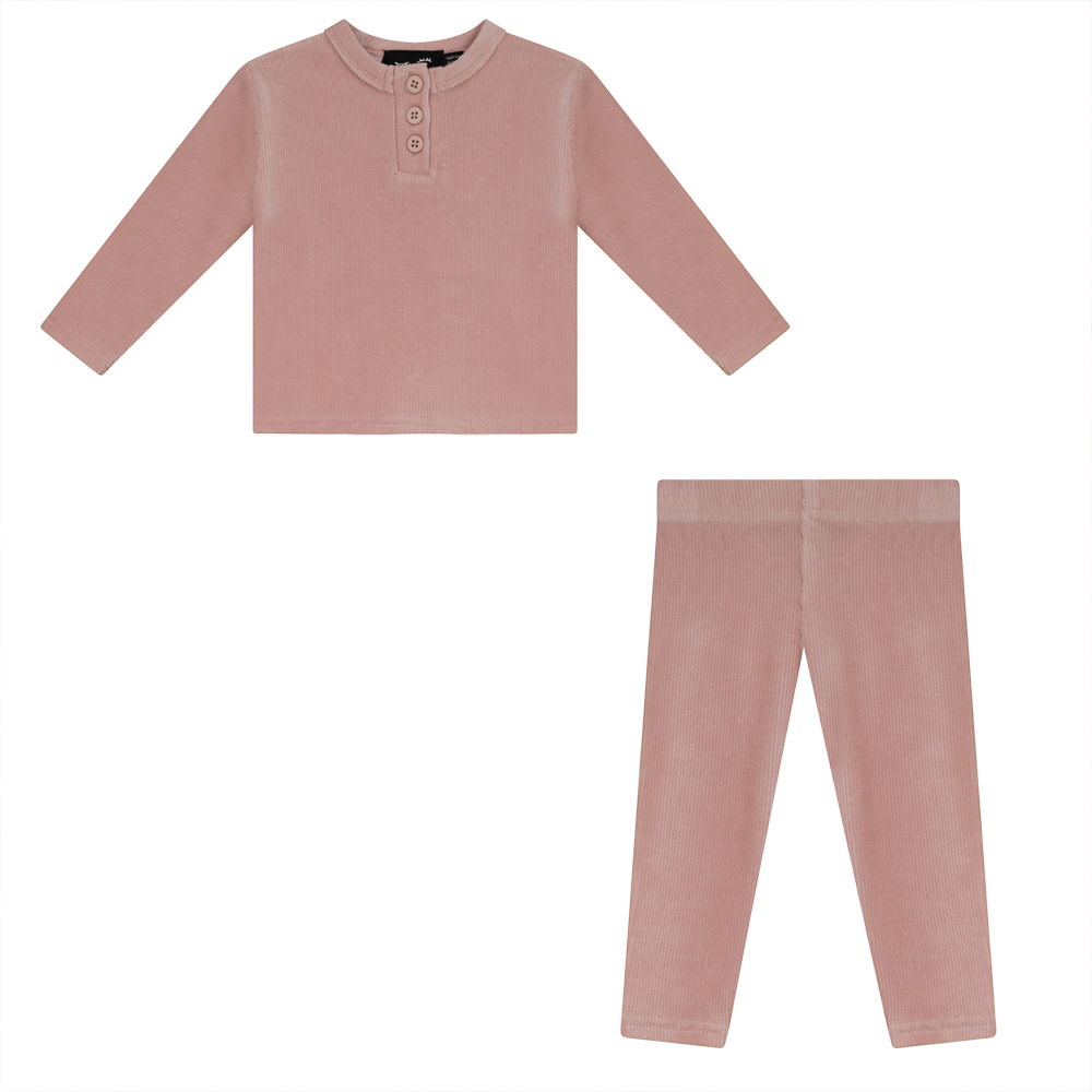 Mini Velour Rib 2 PC Set in Light Pink by Peek a boo