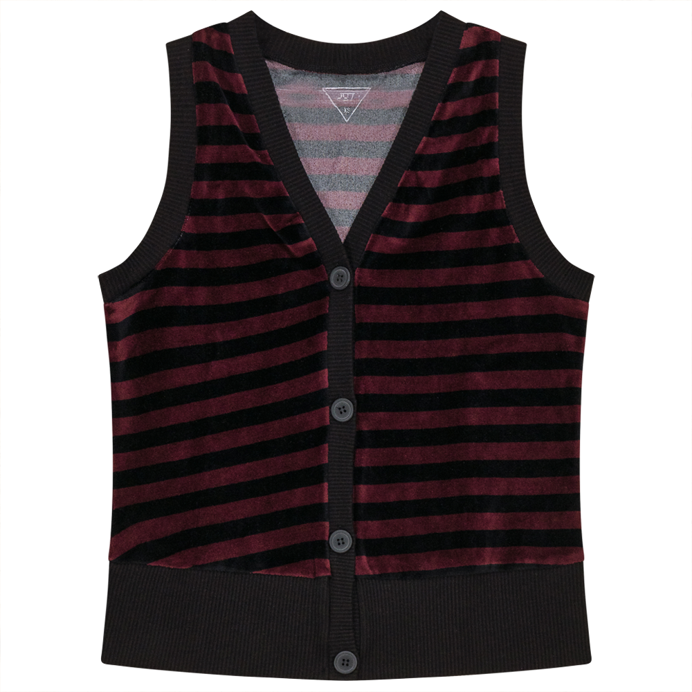 Stripped Velour Vest in Black Eggplant by 24/7