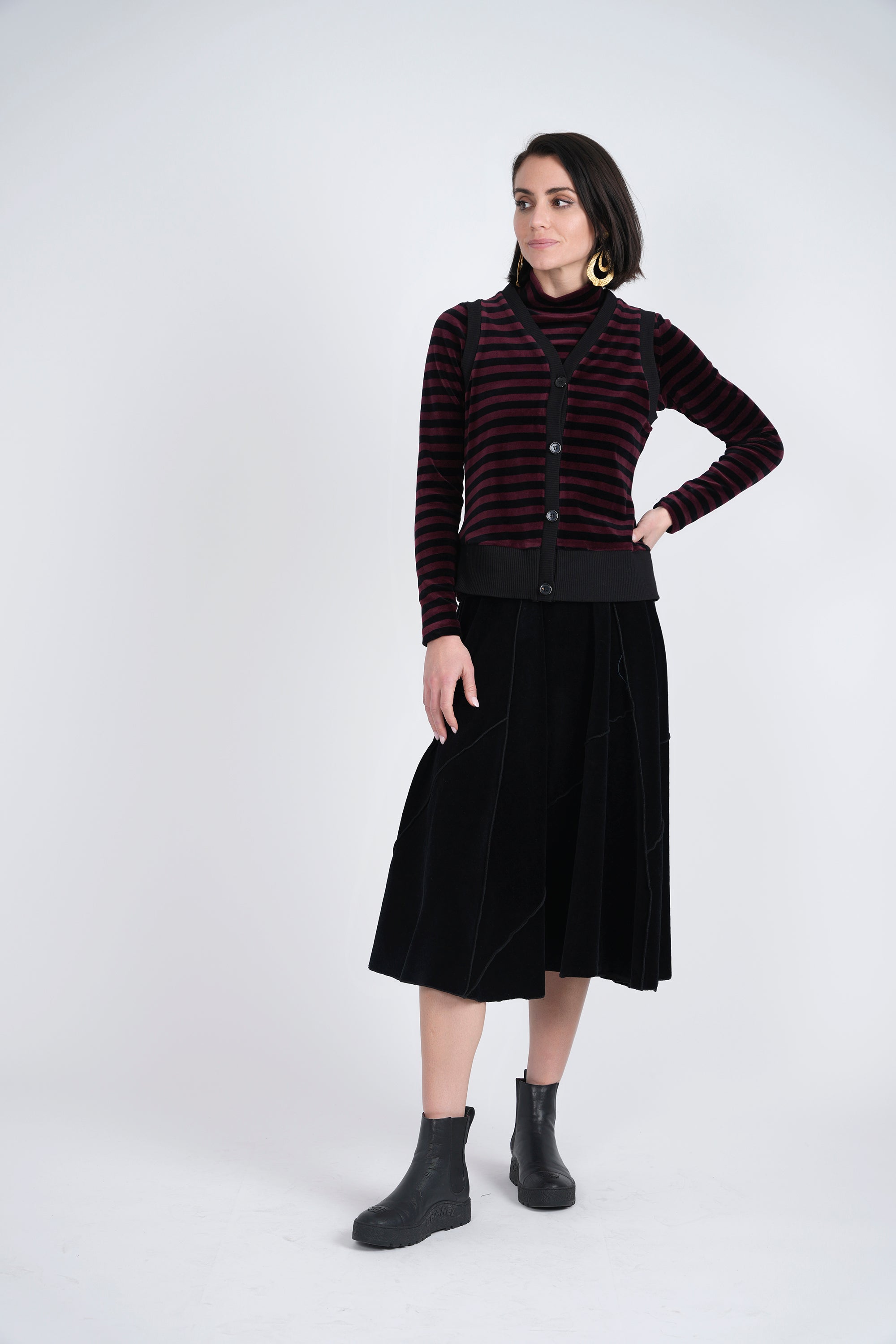 Stripped Velour Vest in by 24/7