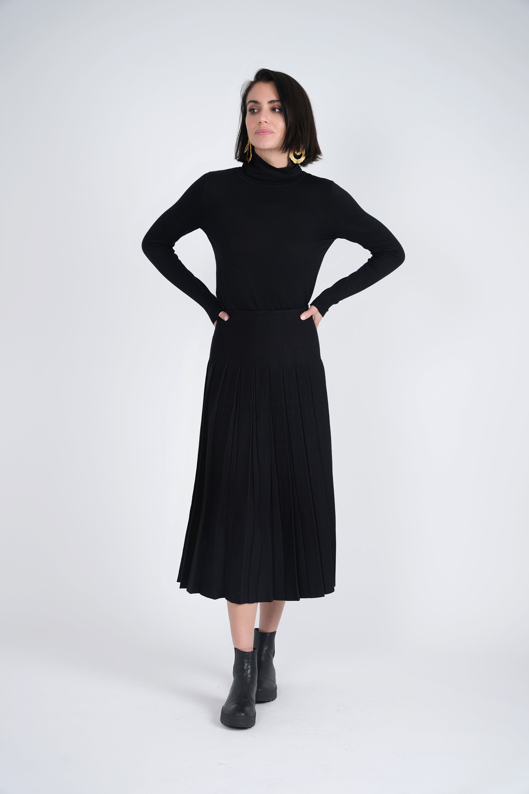 Knit Pleated Midi Skirt in by Midi