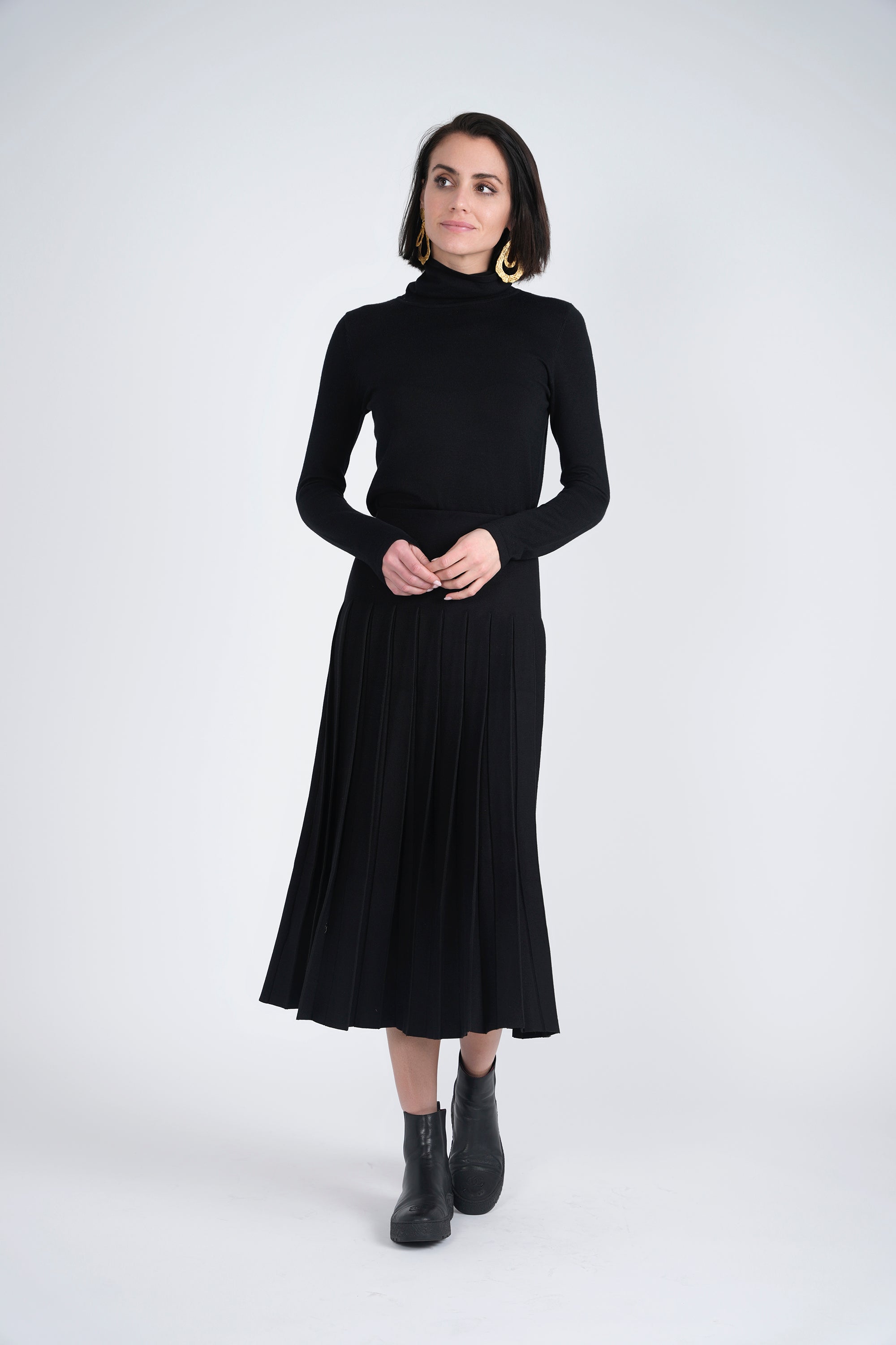 Knit Pleated Midi Skirt in by Midi