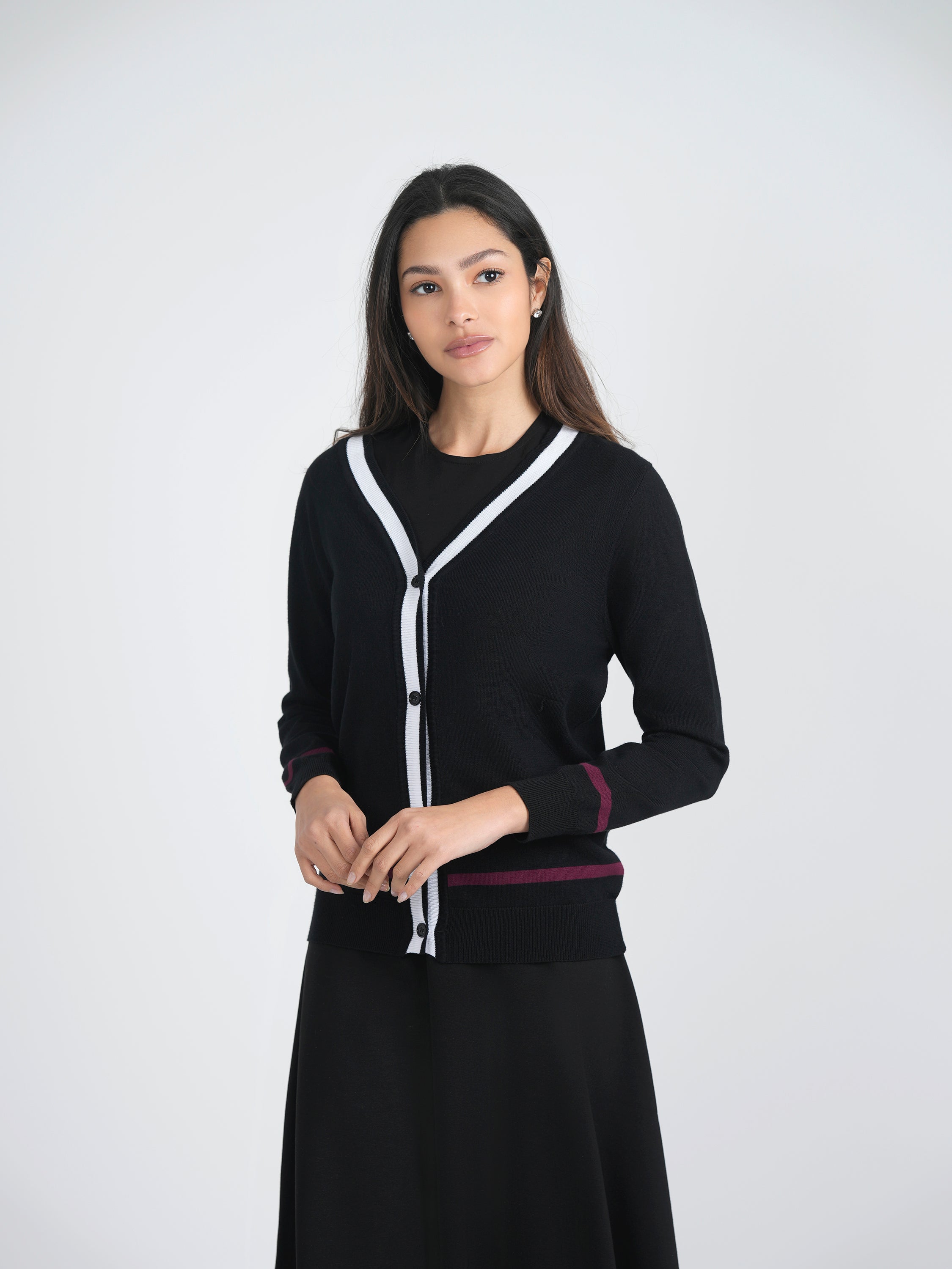 Knit Contrast Cardigan in by Diciannove