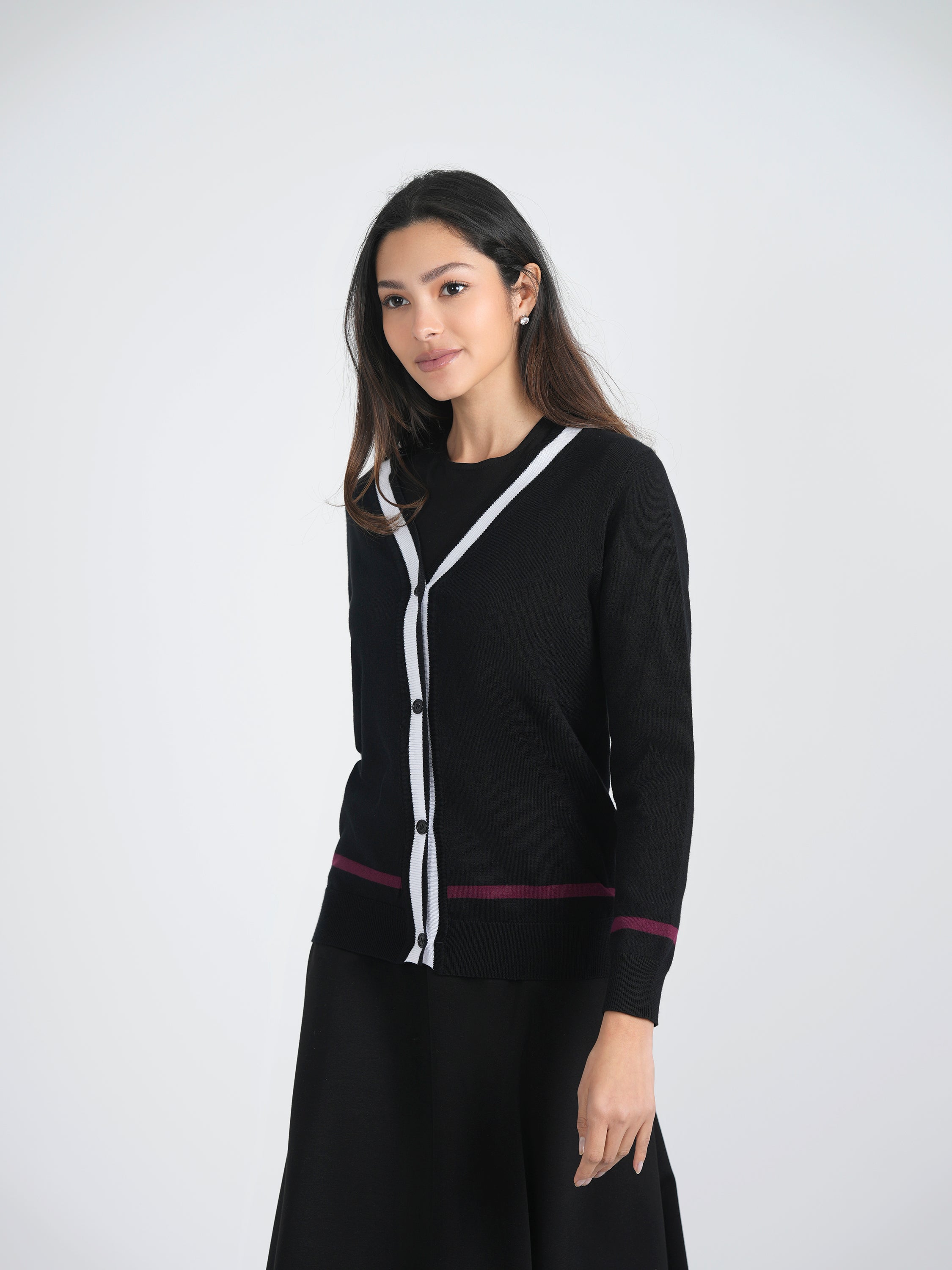 Knit Contrast Cardigan in by Diciannove