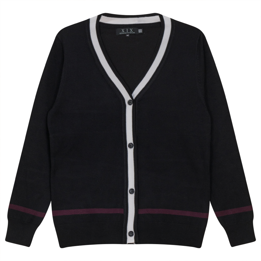 Knit Contrast Cardigan in Black by Diciannove