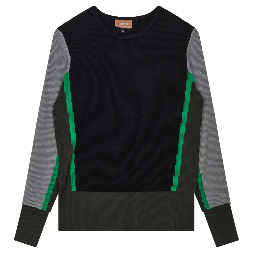Color Blocked Sweater in Black Dark Olive by Birch