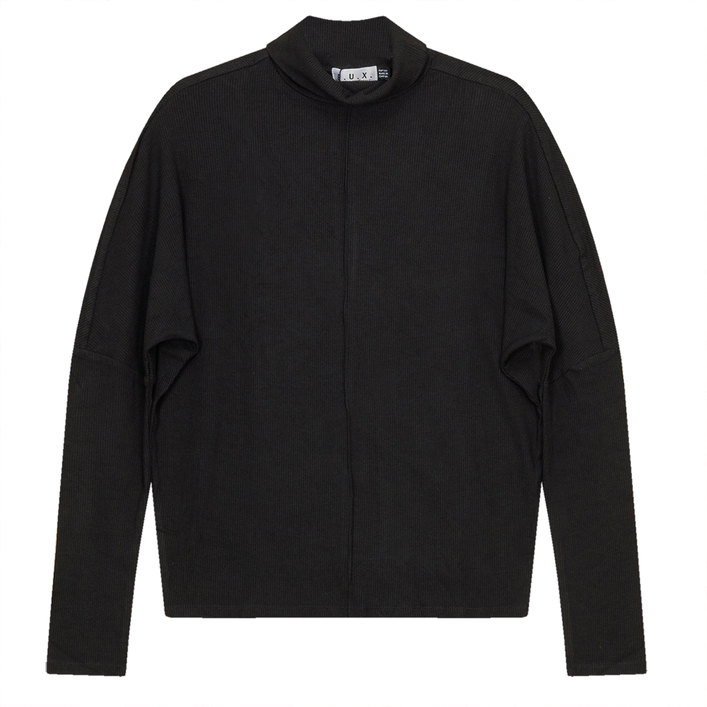 Dolman Turtle Neck Thin Knit Sweater in Black by E.U.X. Exclusive