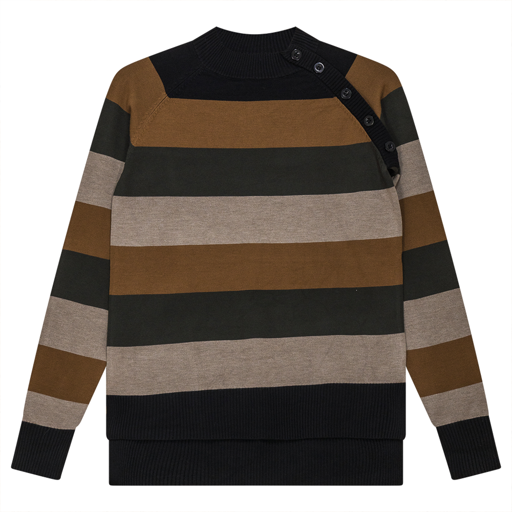 Stripped Knit Sweater in Black Taupe by Diciannove