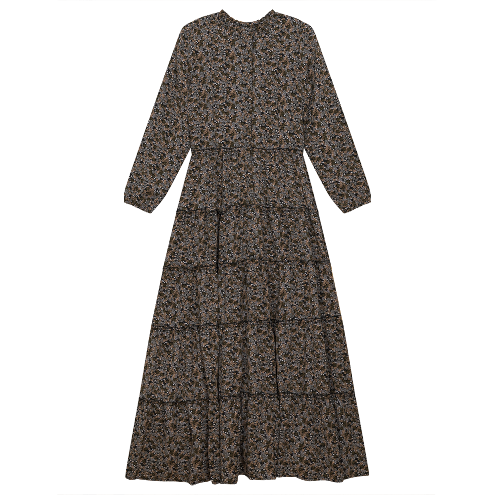 Mini Floral Maxi Dress in Black Grey by The Norway Club