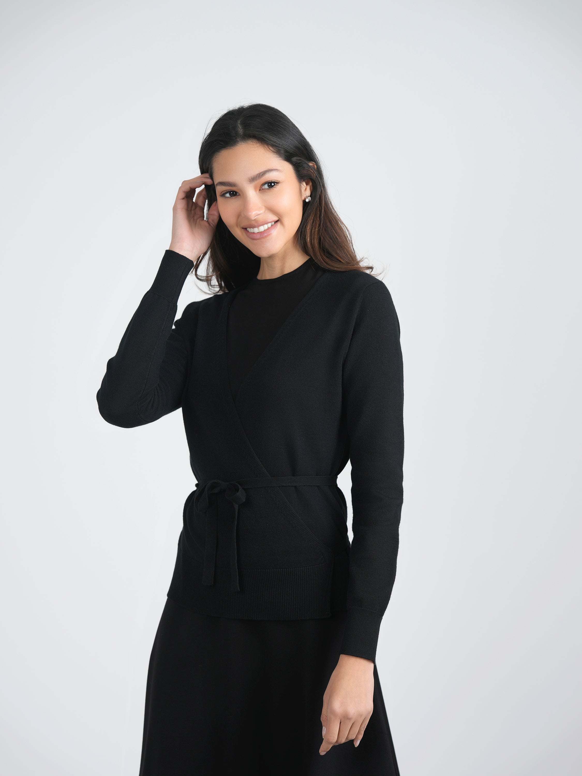 Wrap Pointelle Knit Top in by MiuMax