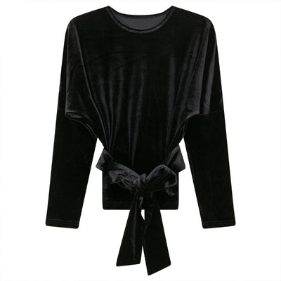 Velour Wrap Top Riff Ladies Sweater Black / XXS - TheHushShop.com