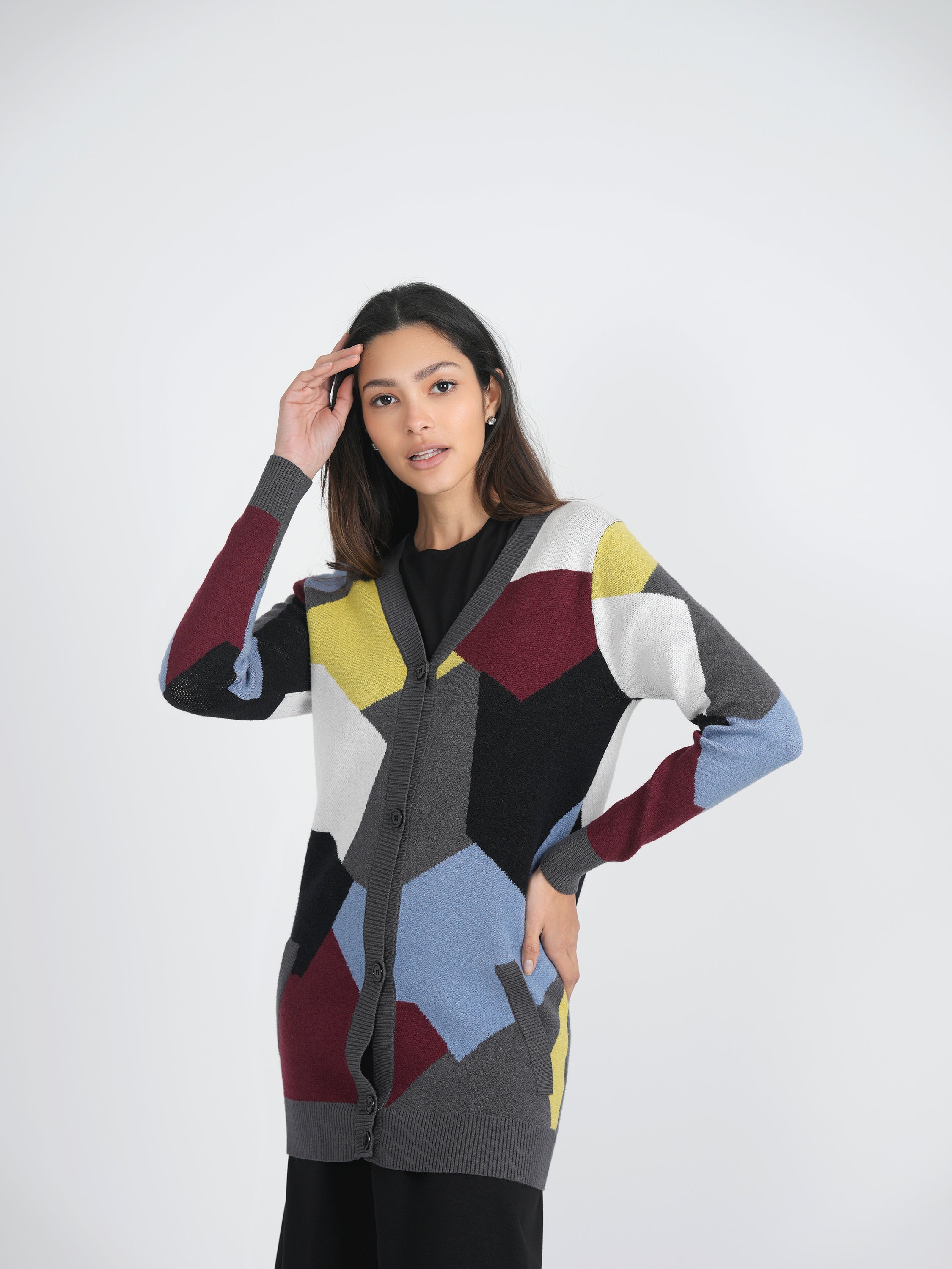 Color Blocked Knit Cardigan in by Birt UK