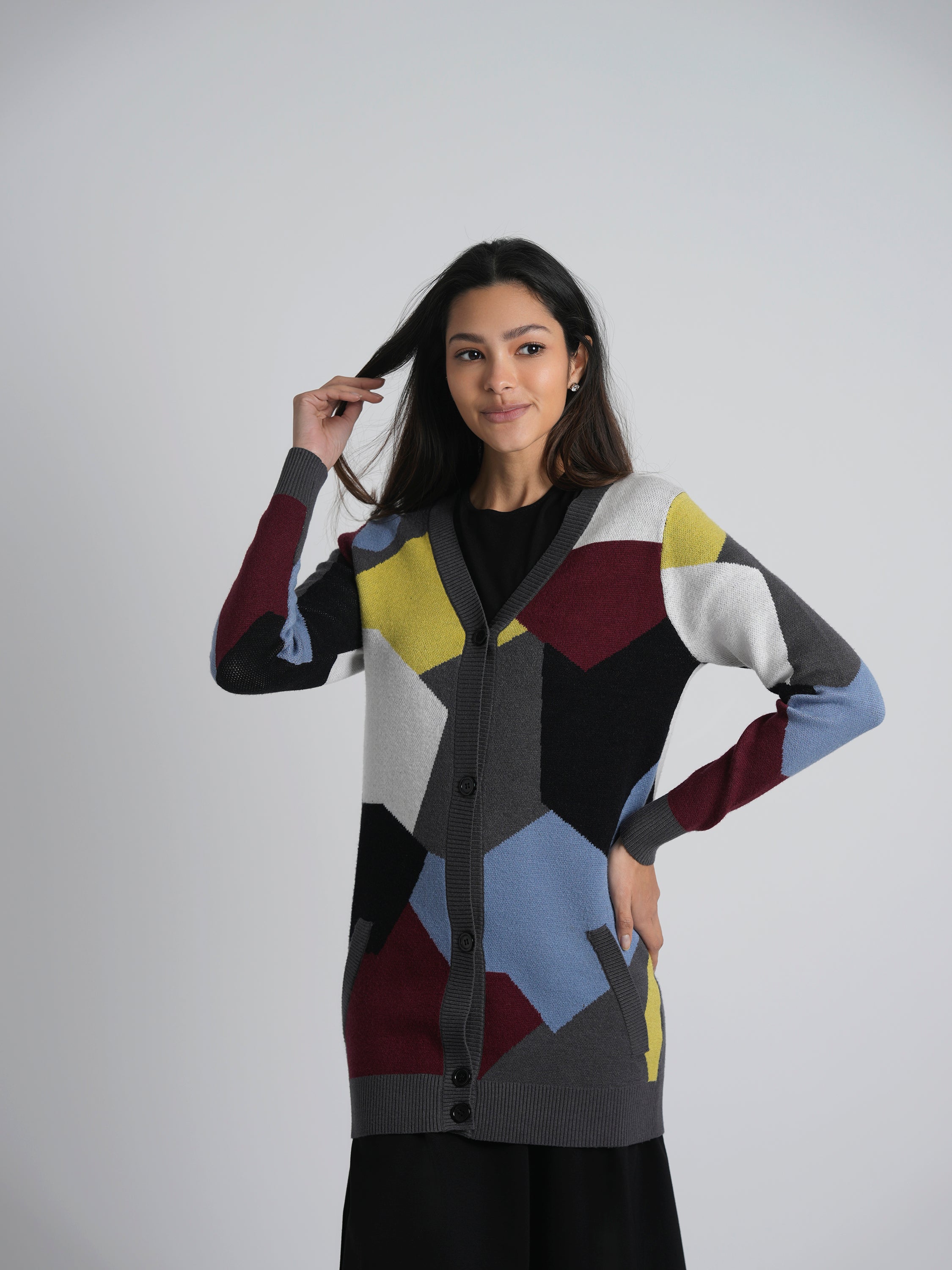 Color Blocked Knit Cardigan in by Birt UK