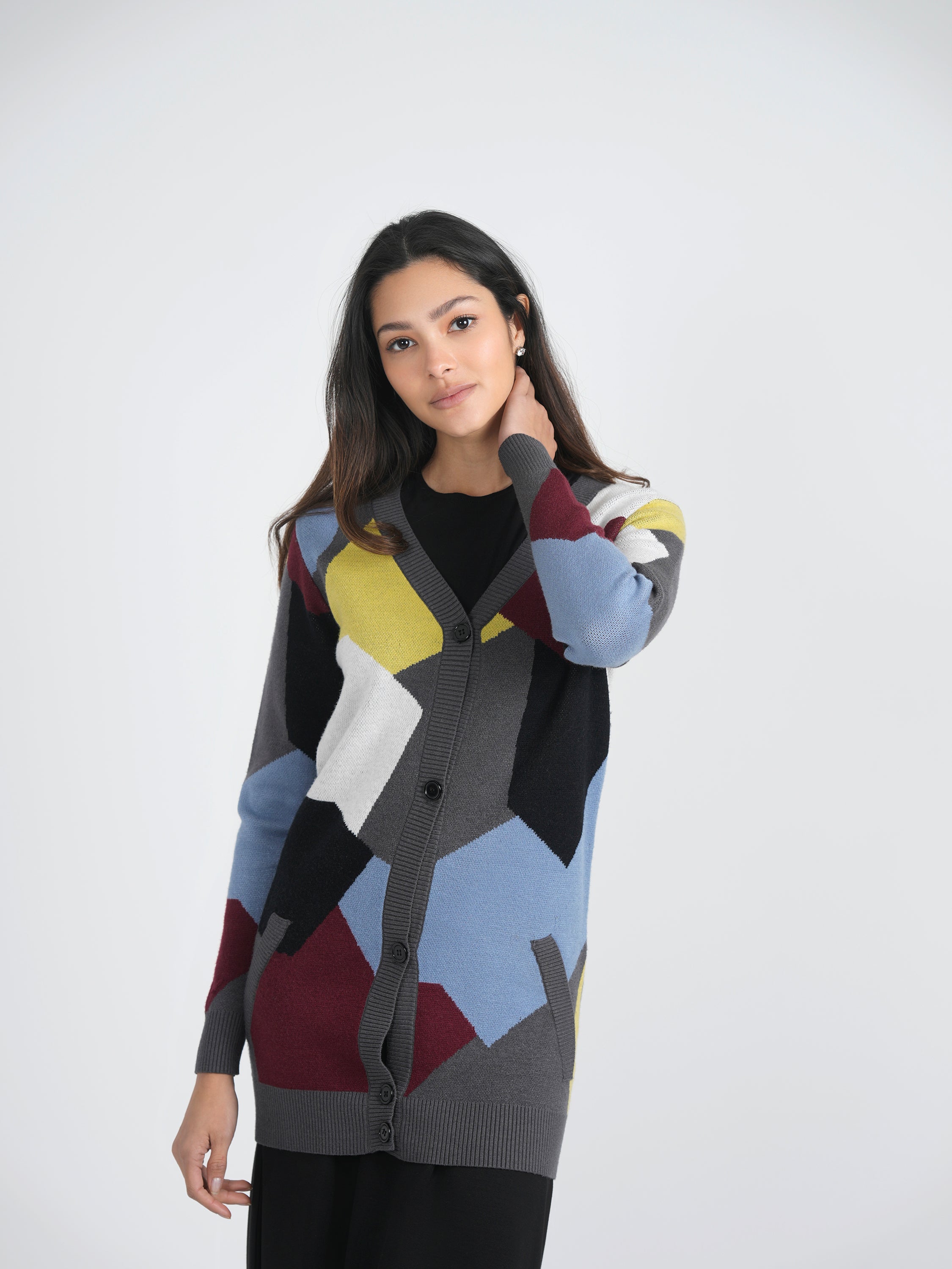 Color Blocked Knit Cardigan in by Birt UK