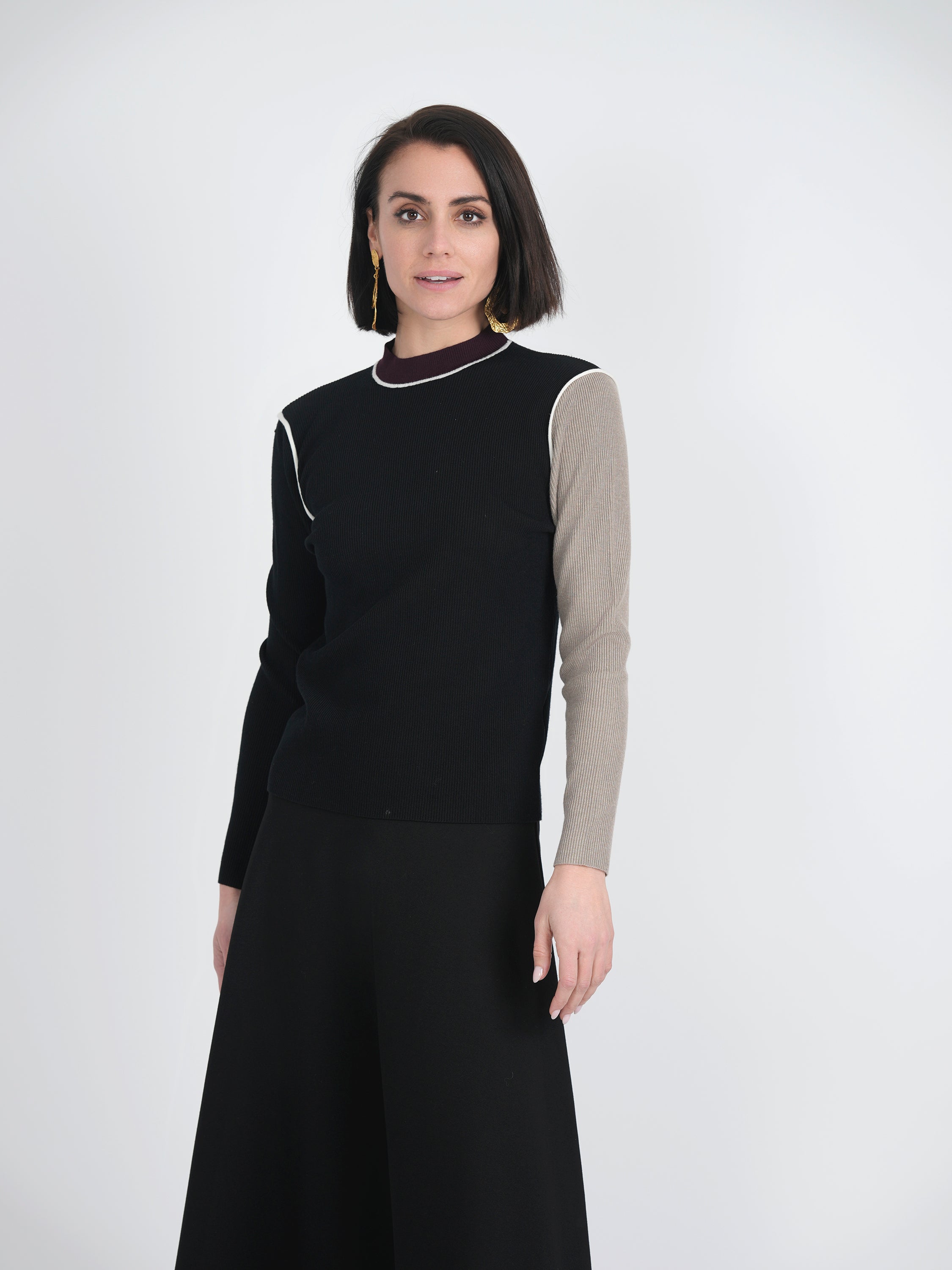 Mock Neck Color Blocked Sweater in by Coco