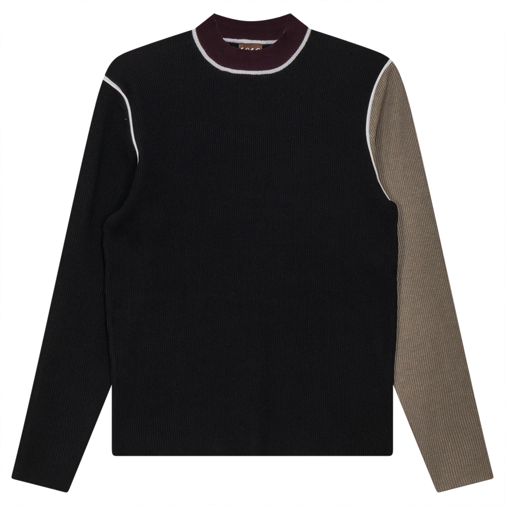 Mock Neck Color Blocked Sweater in Black by Coco