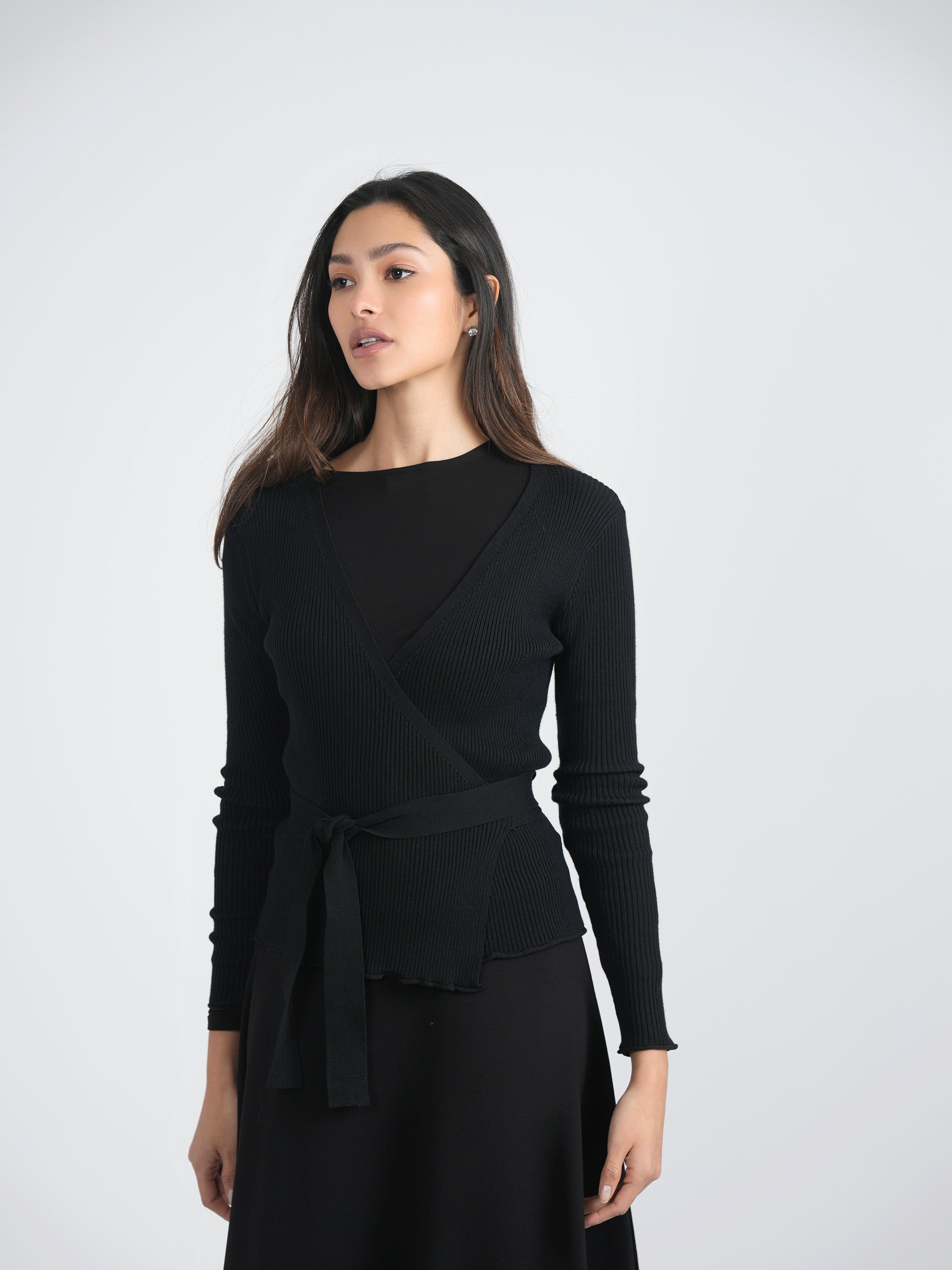 Ribbed Knit Wrap Top in by Vivid