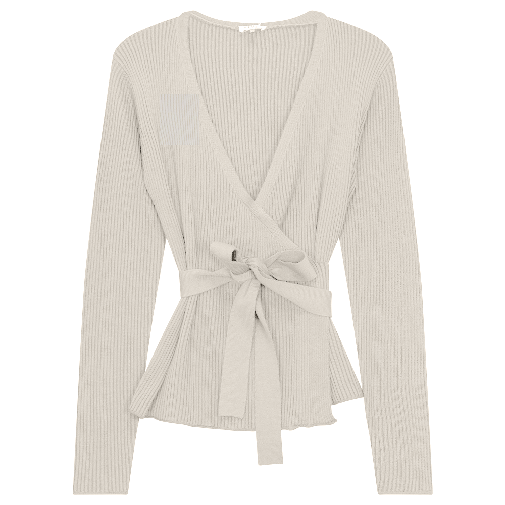 Ribbed Knit Wrap Top in Off White by Vivid