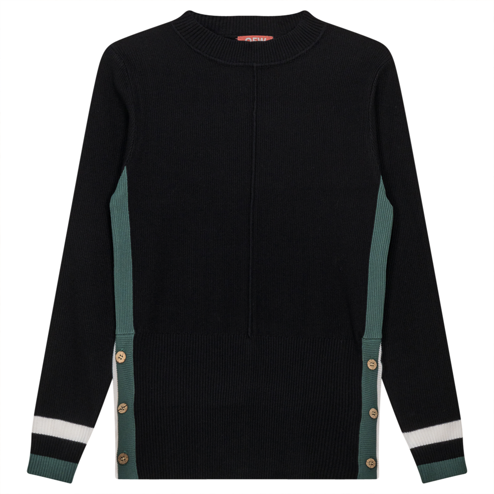 High Kosher Neck Sweater in Black by QEW